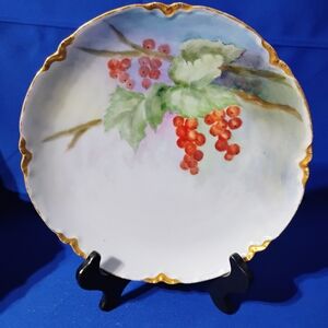 Limoges France Berries Plate Gold Trim